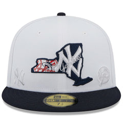 New York Yankees New Era State 59FIFTY Fitted Hat - White/Navy - New Era on Sale
