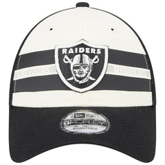 Las Vegas Raiders New Era Team Stripe Trucker 9FORTY Snapback Hat Cream/Black