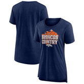 Denver Broncos Women's Hometown First Down Tri-Blend T-Shirt Heather Navy