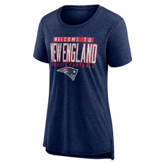 New England Patriots Women's Hometown First Down Tri-Blend T-Shirt Heather Navy
