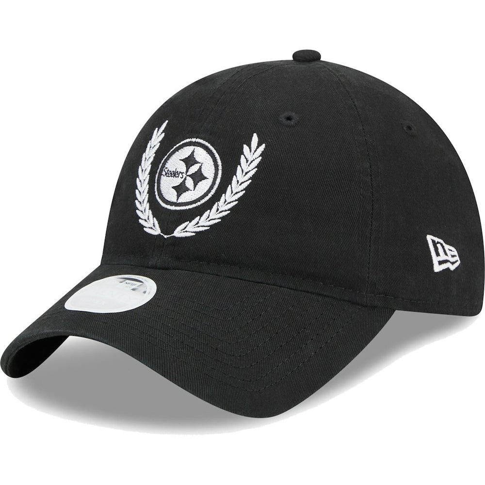 Pittsburgh Steelers New Era Women's Leaves 9TWENTY Adjustable Hat Black