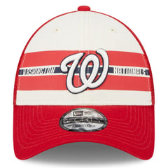 Washington Nationals New Era Team Stripe Trucker 9FORTY Snapback Hat - White/Red - New Era Online