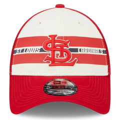St. Louis Cardinals New Era Team Stripe Trucker 9FORTY Snapback Hat - White/Red - New Era Lifestyle