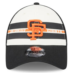 San Francisco Giants New Era Team Stripe Trucker 9FORTY Snapback Hat - White/Black - New Era Discount