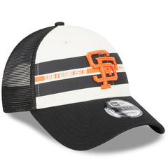 San Francisco Giants New Era Team Stripe Trucker 9FORTY Snapback Hat - White/Black - New Era Discount