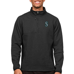 Seattle Mariners Antigua Course Quarter-Zip Pullover Top - Heathered Black - MLB Sale