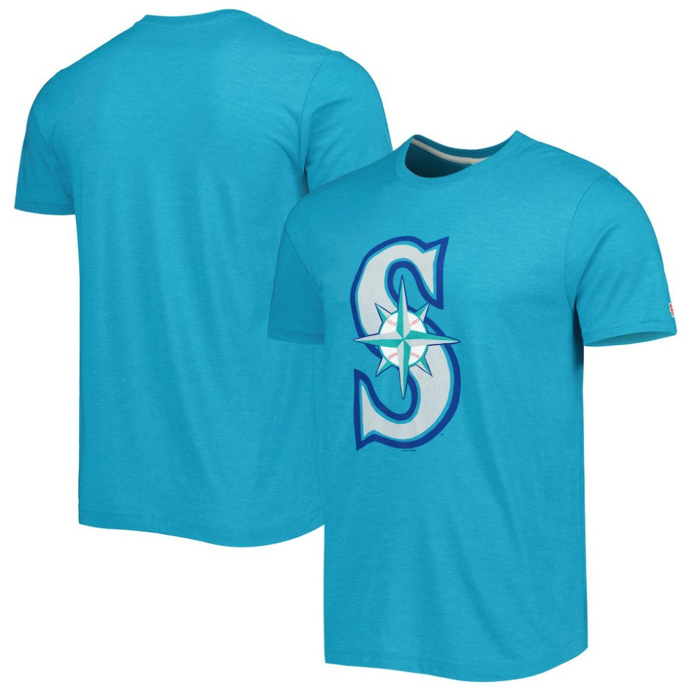 Seattle Mariners Homage Hand Drawn Logo Tri-Blend T-Shirt - Teal - MLB Sale