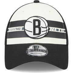 Brooklyn Nets Stripes 9FORTY Trucker Snapback Hat Black | New Era Near Me
