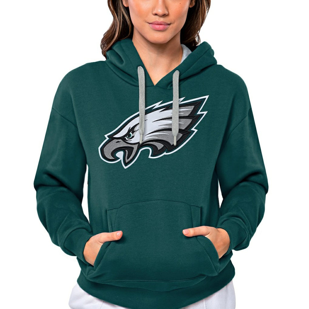 Philadelphia Eagles Antigua Women's Victory Logo Pullover Hoodie Midnight Green