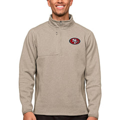 San Francisco 49ers Antigua Course Quarter-Zip Pullover Top Oatmeal
