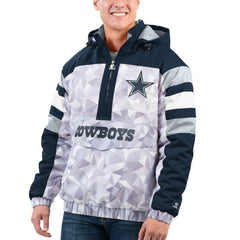 Dallas Cowboys Starter Thursday Night Gridiron Raglan Half-Zip Hooded Jacket White/Navy