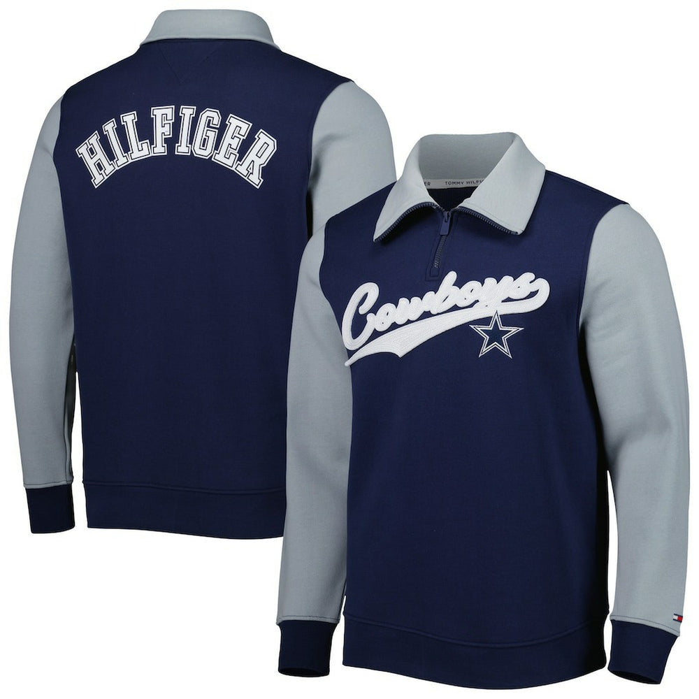 Dallas Cowboys Tommy Hilfiger Aiden Quarter-Zip Sweatshirt Navy/Silver
