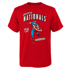Washington Nationals Youth Team Captain America Marvel T-Shirt - Red - MLB on Sale
