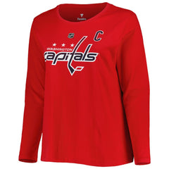 Washington Capitals Profile Women's Plus Size Distressed Printed Name & Number Long Sleeve T-Shirt - Red - NHL 5014724