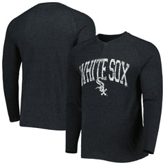 Chicago White Sox Concepts Sport Inertia Raglan Long Sleeve Henley Top - Heather Black - MLB Sale