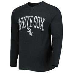 Chicago White Sox Concepts Sport Inertia Raglan Long Sleeve Henley Top - Heather Black - MLB Sale