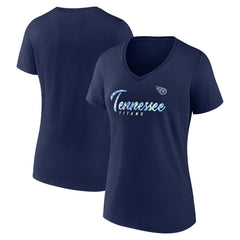 Fanatics Tennessee Titans Women's Shine Time V-Neck T-Shirt Navy