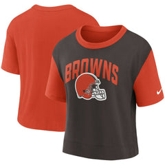 Nike Cleveland Browns Women's High Hip Fashion T-Shirt Orange/Brown