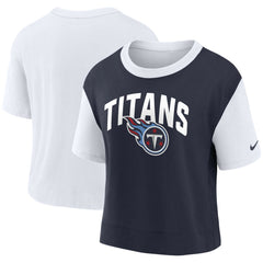 Nike Tennessee Titans Women's High Hip Fashion T-Shirt White/Navy