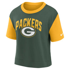 Nike Green Bay Packers Women's High Hip Fashion T-Shirt Gold/Green