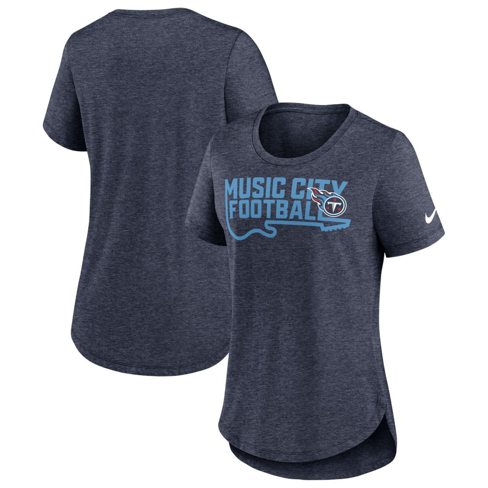 Nike Tennessee Titans Women's Local Fashion Tri-Blend T-Shirt Heather Navy