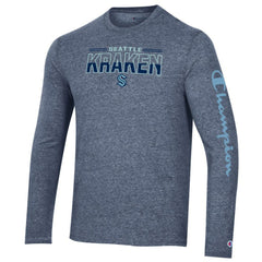 Seattle Kraken Champion Tri-Blend Long Sleeve T-Shirt - Heather Navy - NHL 5020583