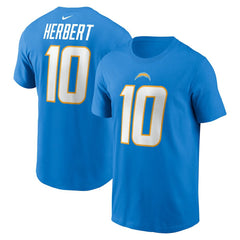 Nike Justin Herbert Los Angeles Chargers Player Name & Number T-Shirt Powder Blue