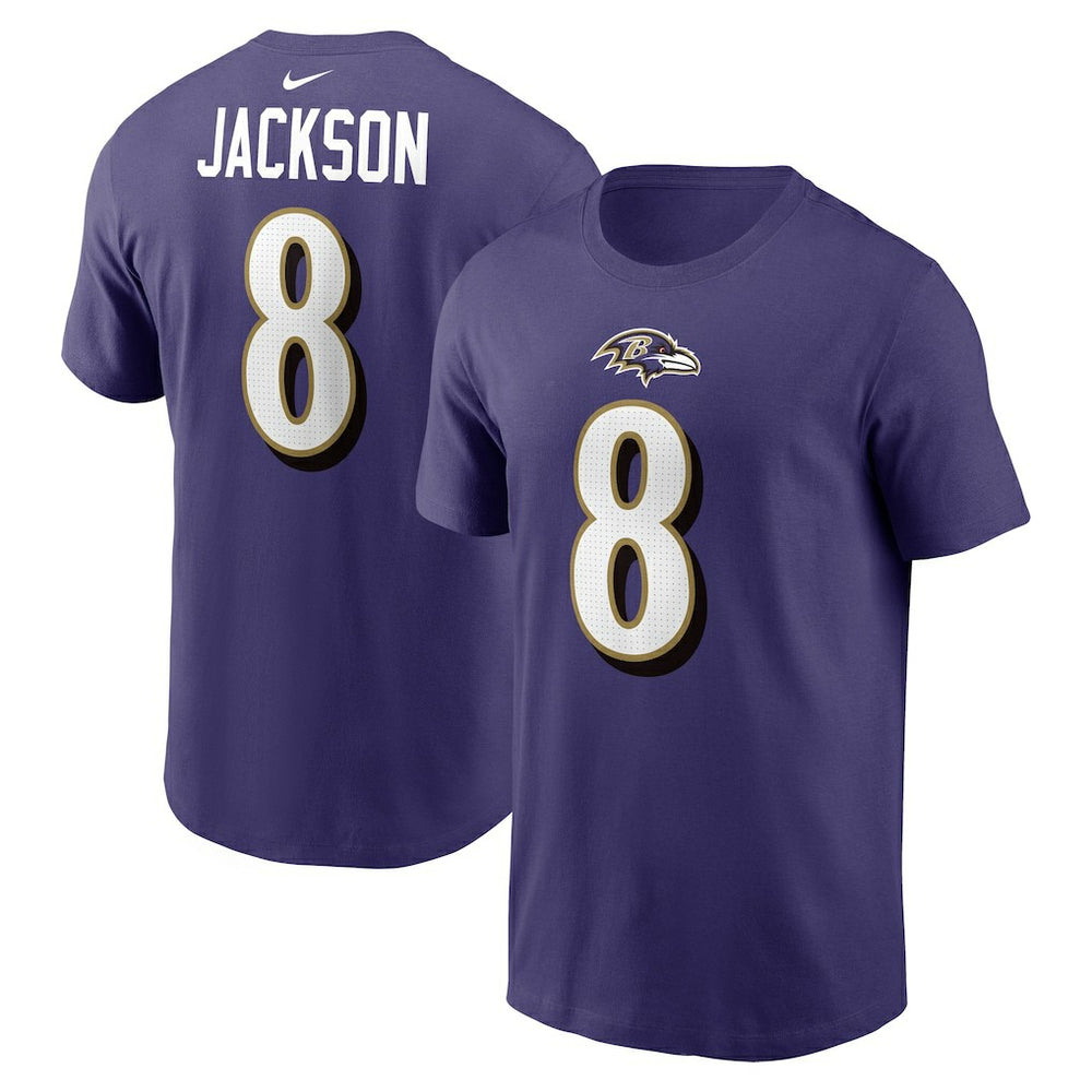 Nike Lamar Jackson Baltimore Ravens Player Name & Number T-Shirt Purple