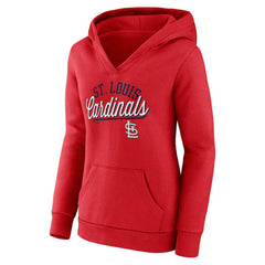 St. Louis Cardinals Fanatics Women's Simplicity Crossover V-Neck Pullover Hoodie - Red - Fanatics Lifestyle