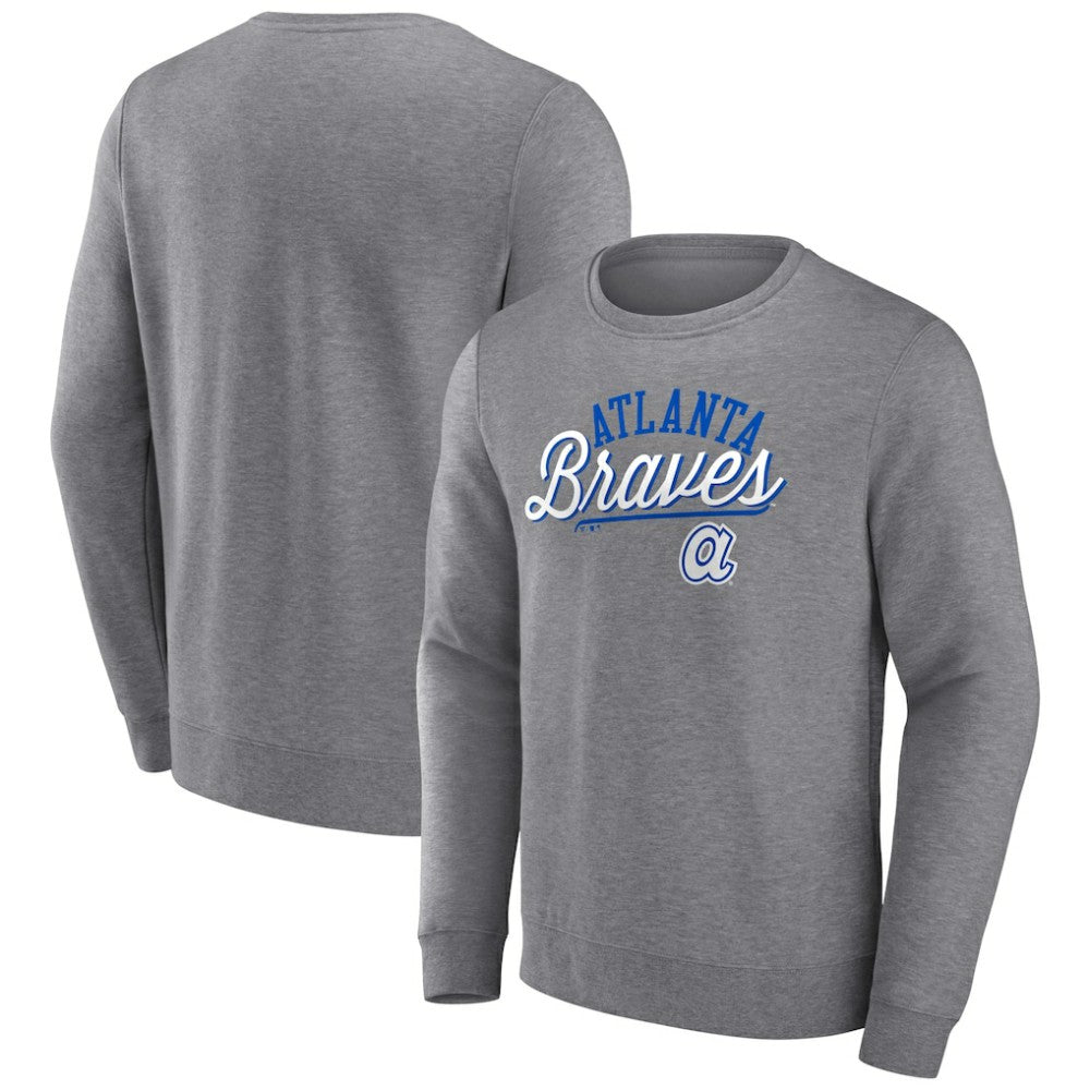Atlanta Braves Heather Gray Fanatics Simplicity Pullover Sweatshirt - Fanatics Sale