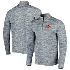 Chicago Bears Antigua Brigade Throwback Quarter-Zip Top Gray