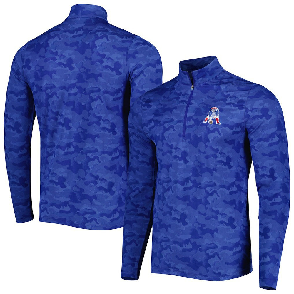 New England Patriots Antigua Brigade Throwback Quarter-Zip Top Royal
