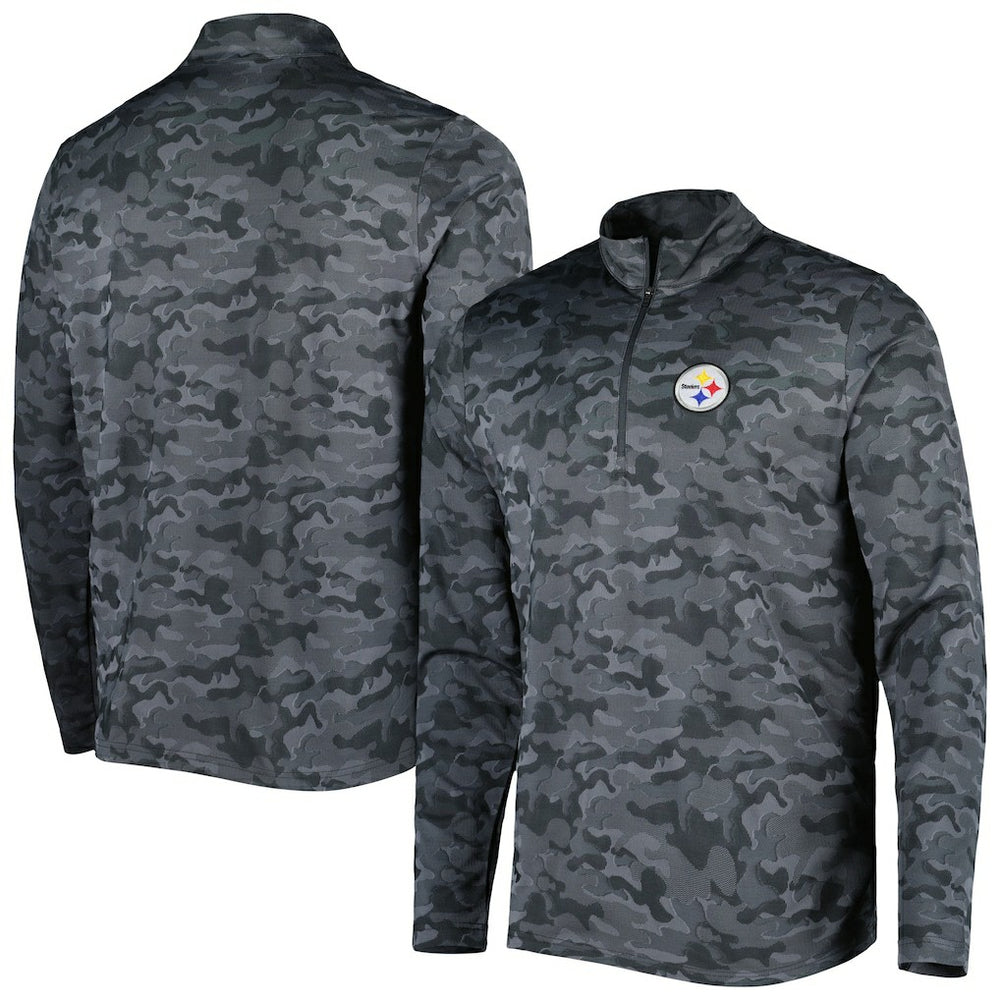 Pittsburgh Steelers Antigua Brigade Quarter-Zip Sweatshirt Black