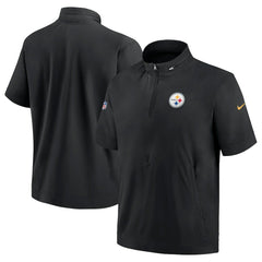 Nike Pittsburgh Steelers Sideline Coach Short Sleeve Hoodie Quarter-Zip Jacket - Black