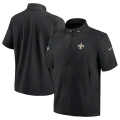 Nike New Orleans Saints Sideline Coach Short Sleeve Hoodie Quarter-Zip Jacket - Black