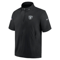 Nike Las Vegas Raiders Sideline Coach Short Sleeve Hoodie Quarter-Zip Jacket - Black