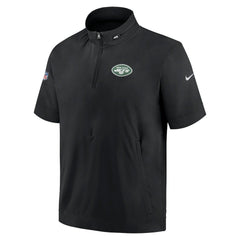 Nike New York Jets Sideline Coach Short Sleeve Hoodie Quarter-Zip Jacket - Black