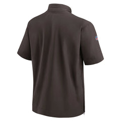 Nike Cleveland Browns Sideline Coach Short Sleeve Hoodie Quarter-Zip Jacket - Brown