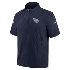 Nike Tennessee Titans Sideline Coach Short Sleeve Hoodie Quarter-Zip Jacket - Navy