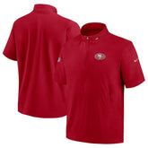 Nike San Francisco 49ers Sideline Coach Short Sleeve Hoodie Quarter-Zip Jacket - Scarlet
