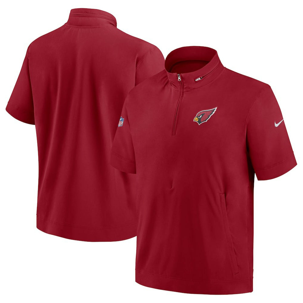 Nike Arizona Cardinals Sideline Coach Short Sleeve Hoodie Quarter-Zip Jacket - Cardinal