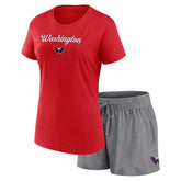 Washington Capitals Fanatics Women's Script T-Shirt & Shorts Set - Red/Heather Gray - NHL 5025687