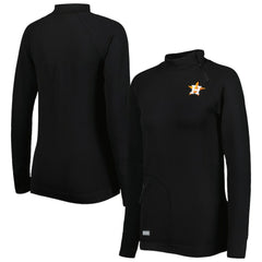 Houston Astros Levelwear Women's Verse Asymmetrical Raglan Tri-Blend Quarter-Zip Jacket - Black - MLB on Sale
