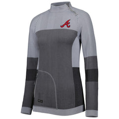 Atlanta Braves Levelwear Women's Verse Asymmetrical Raglan Tri-Blend Quarter-Zip Jacket - Charcoal - MLB Discount
