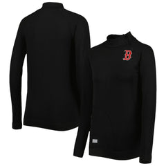 Boston Red Sox Levelwear Women's Verse Asymmetrical Raglan Tri-Blend Quarter-Zip Jacket - Black - MLB Lifestyle