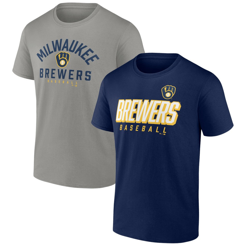 Milwaukee Brewers Fanatics Player Pack T-Shirt Combo Set - Navy/Gray - Fanatics Sale
