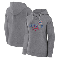 Chicago Cubs Fanatics Women's Script Favorite Lightweight Pullover Hoodie - Heather Gray - Fanatics Lifestyle