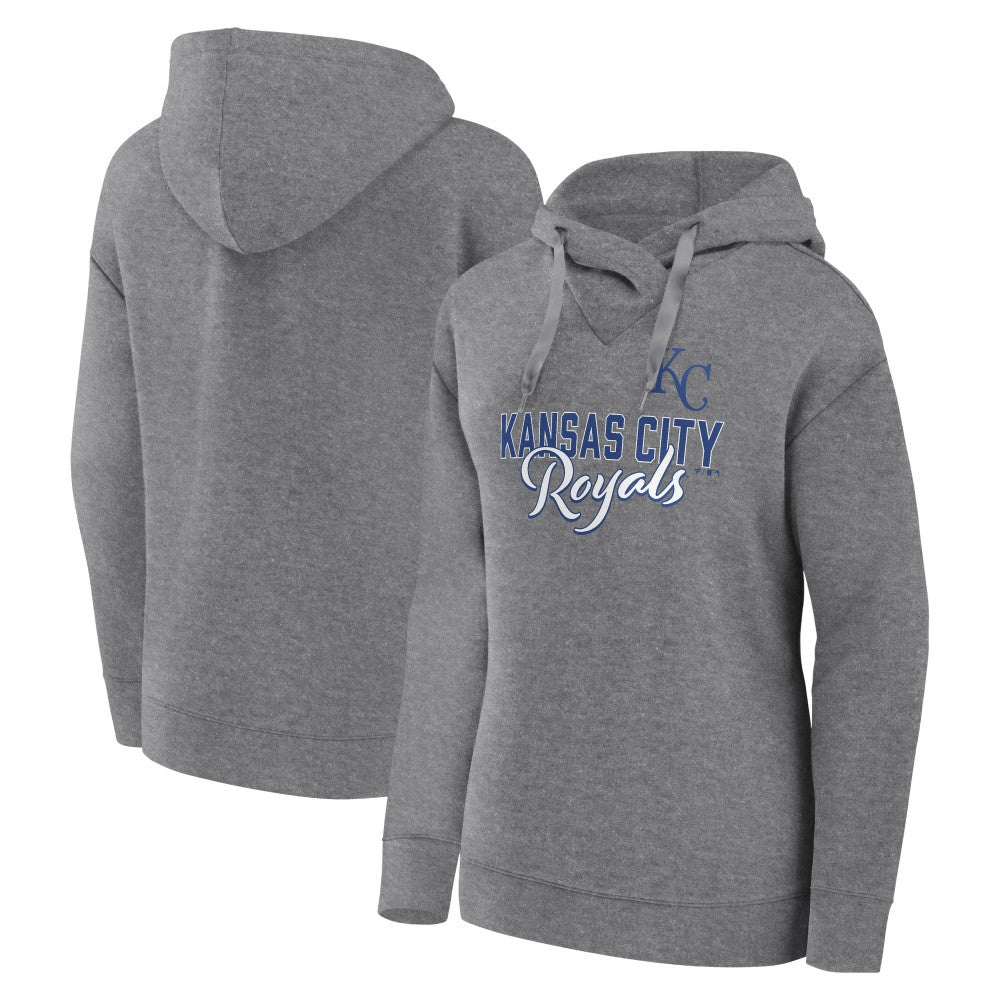 Kansas City Royals Fanatics Women's Script Favorite Lightweight Pullover Hoodie - Heather Gray - Fanatics on Sale
