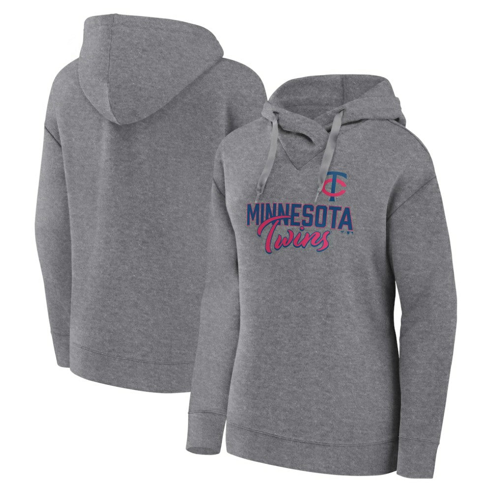 Minnesota Twins Fanatics Women's Script Favorite Lightweight Pullover Hoodie - Heather Gray - Fanatics Discount