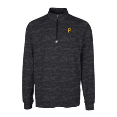 Pittsburgh Pirates Cutter & Buck Big & Tall Traverse Camo Print Stretch Quarter-Zip Pullover Top - Black - MLB Discount